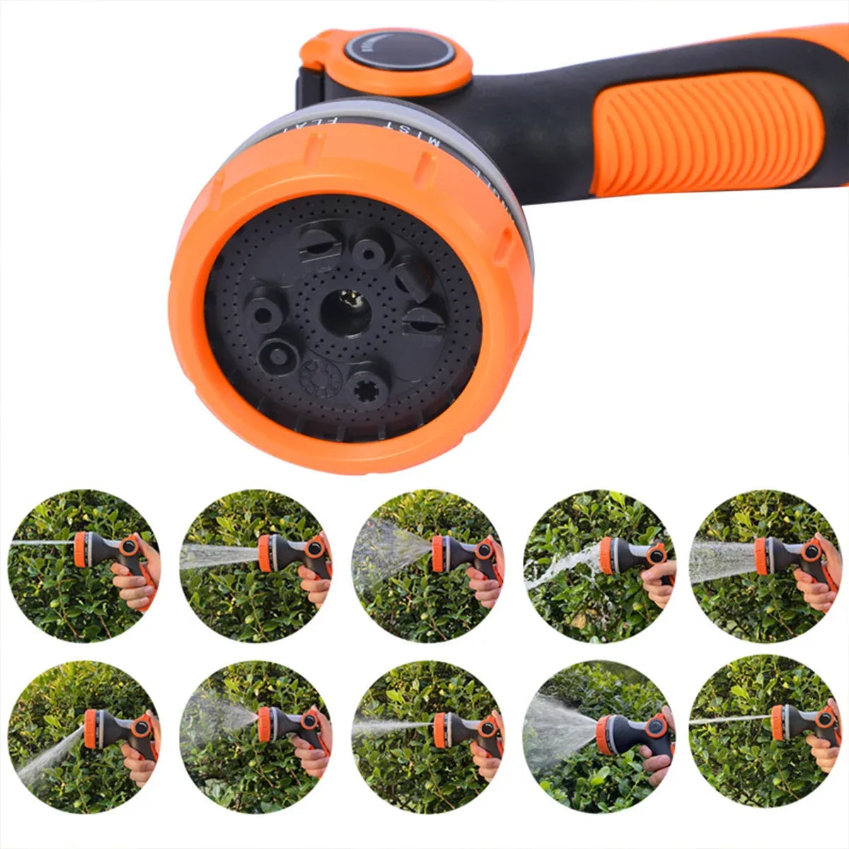 10-Function Garden Hose Nozzle Sprayer for Watering and Car Washing - Blue