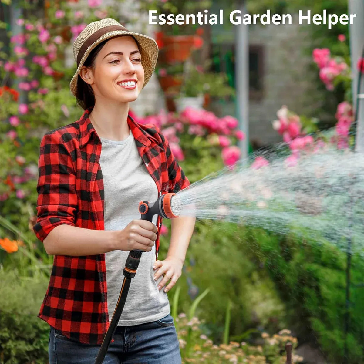 10-Function Garden Hose Nozzle Sprayer for Watering and Car Washing - Blue