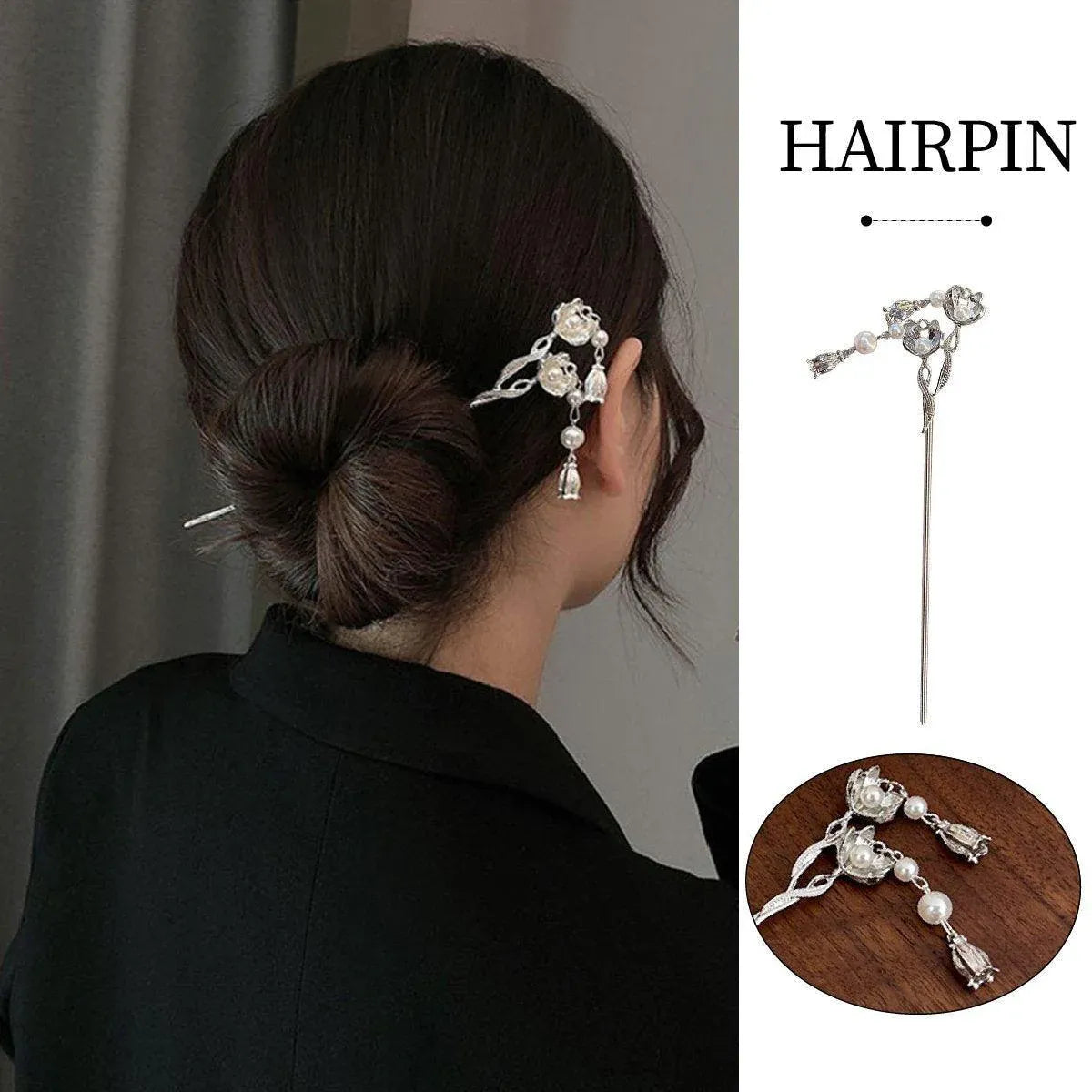 Chinese Style Double Lotus Hairpin Hanfu Headdress Elegant Accessories