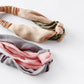 Women Chiffon Floral Print Headband Fashion Bohemian Elastic Cross Hair Bands - Pink+Grey