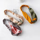 Women Chiffon Floral Print Headband Fashion Bohemian Elastic Cross Hair Bands - Pink+Grey