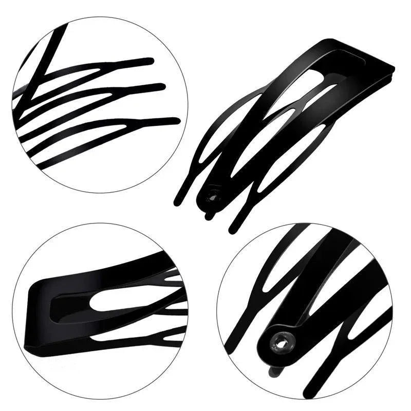 UP 30X Double-grip Hair Clips Metal Snap Barrettes Hair Styling Tool Women Girls - Black(10PCS)