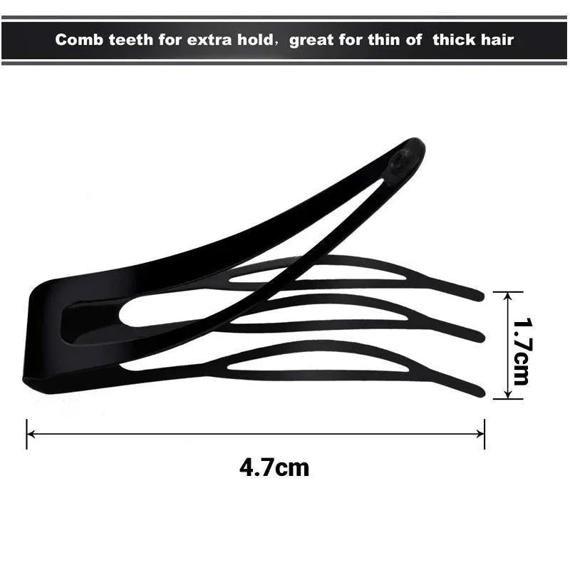 UP 30X Double-grip Hair Clips Metal Snap Barrettes Hair Styling Tool Women Girls - Black(10PCS)