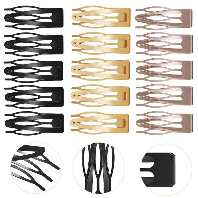 UP 30X Double-grip Hair Clips Metal Snap Barrettes Hair Styling Tool Women Girls - Black(10PCS)