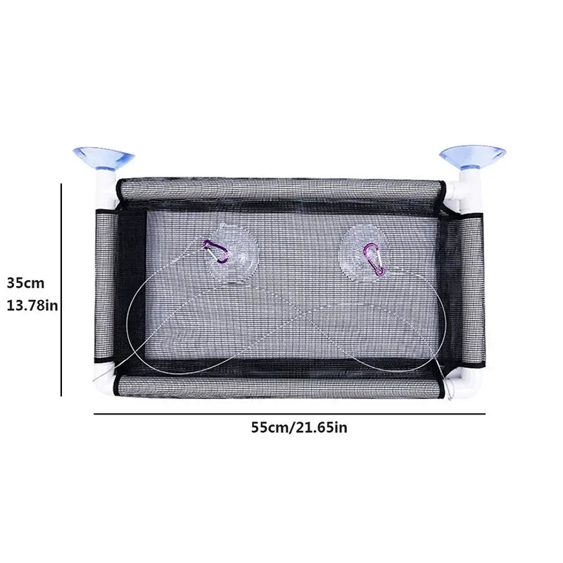 Cat Window Bed Suction Cup Hammock Black Breathable Hanging Seat 55x35cm