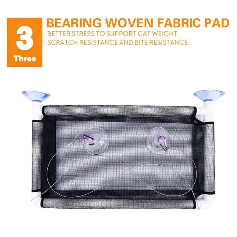 Cat Window Bed Suction Cup Hammock Black Breathable Hanging Seat 55x35cm