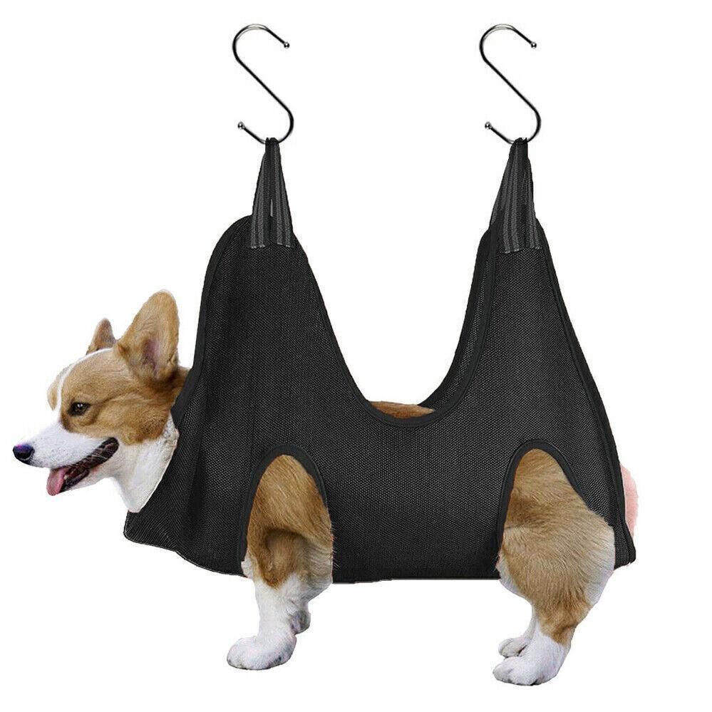 L Size Hammock Helper Pet Dog Cat Grooming Restraint Bags For Bathing Trimming Nail - Black