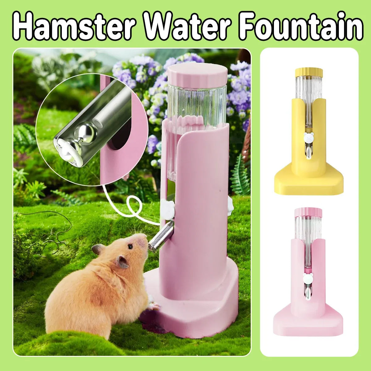 Hamster Water Dispenser Kettle Large Leak Proof Bracket Pet Drinking Supplies - Yellow