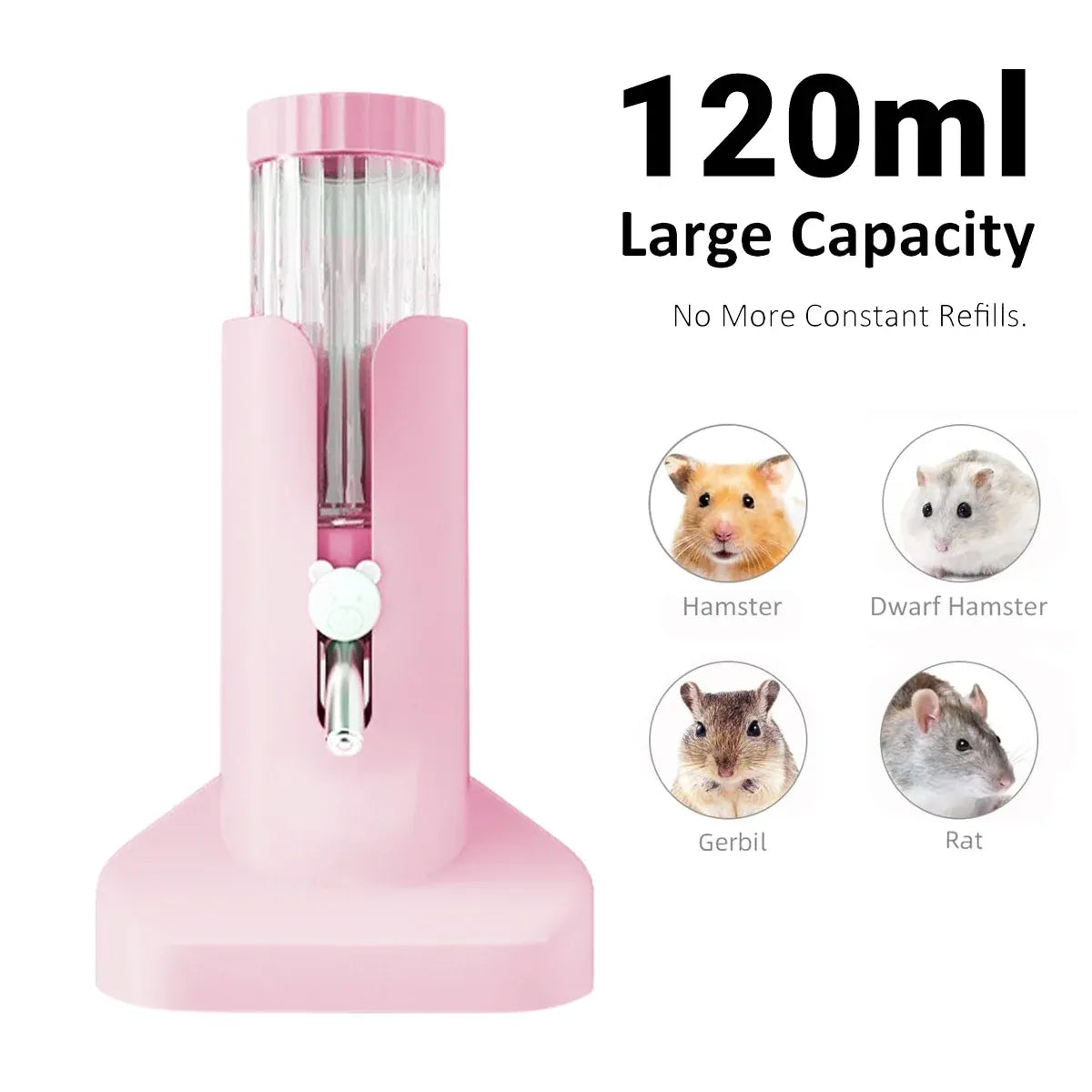 Hamster Water Dispenser Kettle Large Leak Proof Bracket Pet Drinking Supplies - Yellow