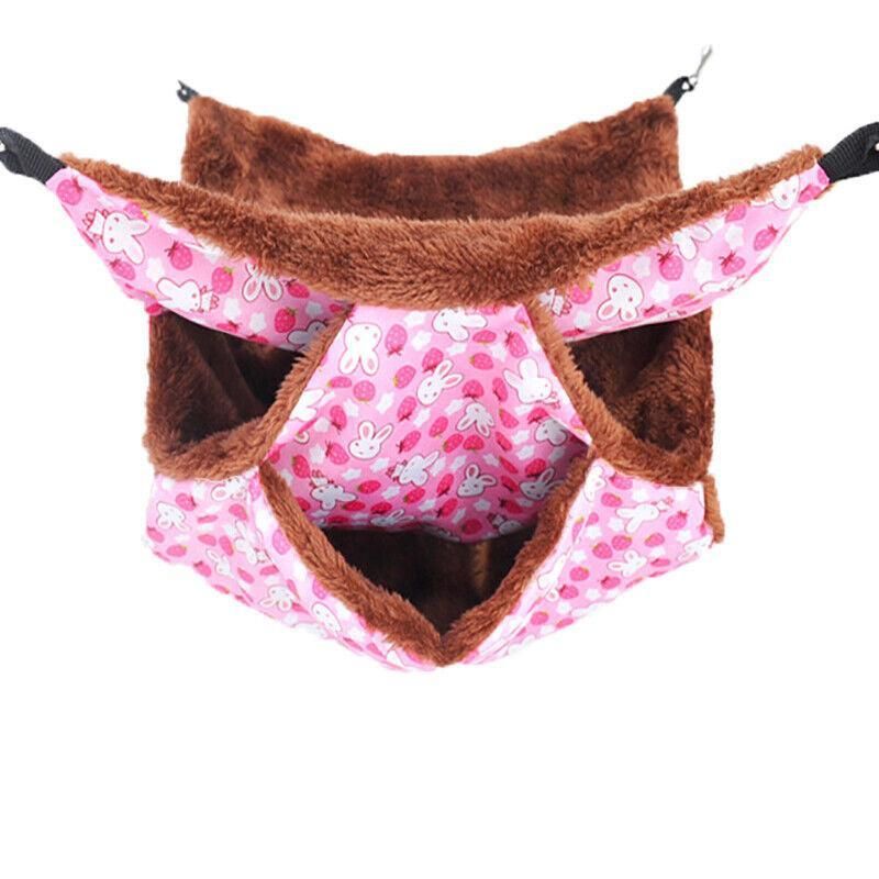 Hanging Hammock Nest Bed for Hamster Guinea Pig Ferret Rat Mice Cage Warmer Toy - Pink Rabbit