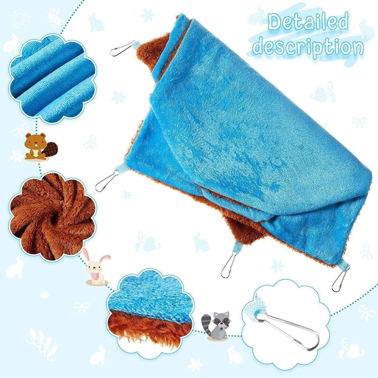Hanging Hammock Nest Bed for Hamster Guinea Pig Ferret Rat Mice Cage Warmer Toy - Pink Rabbit