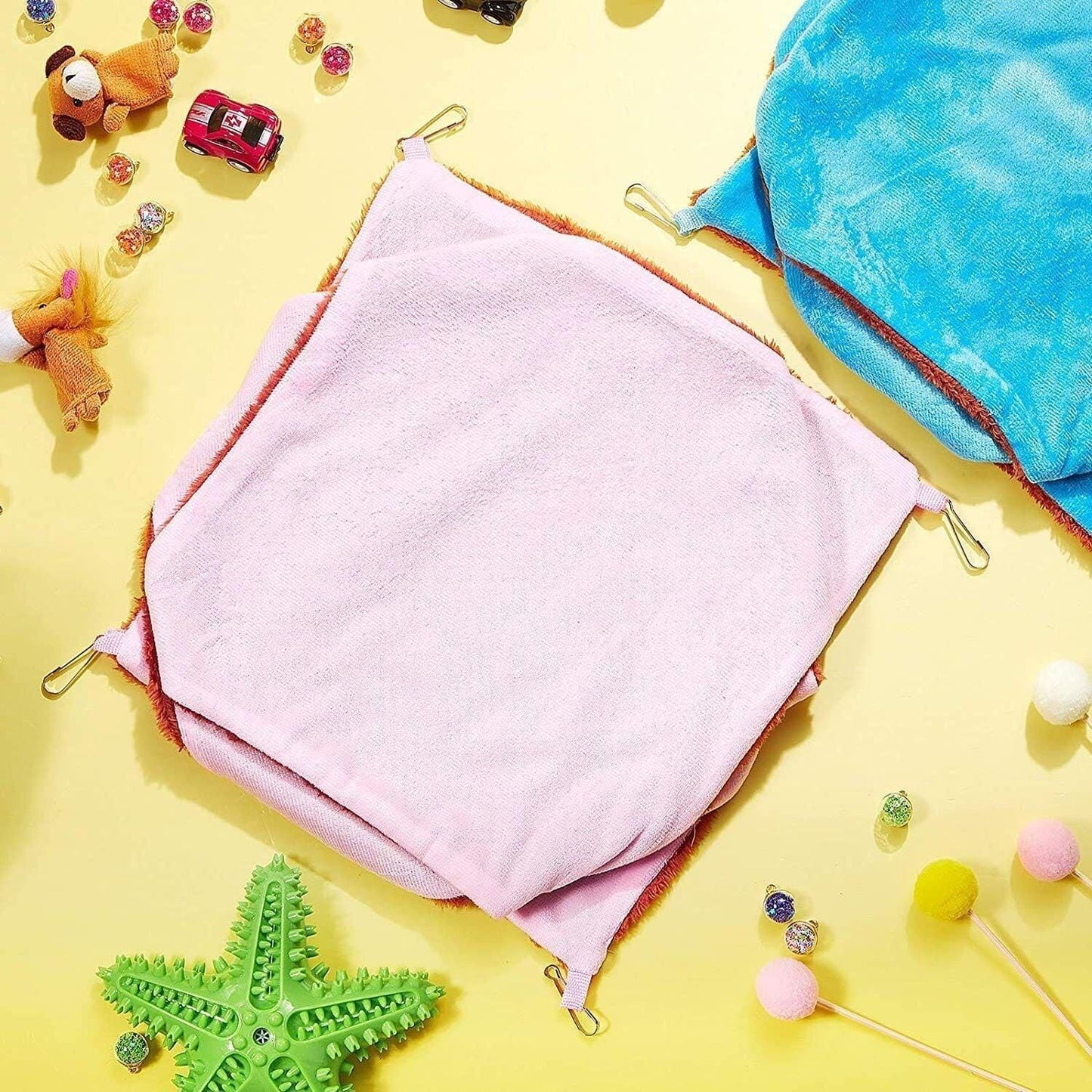 Hanging Hammock Nest Bed for Hamster Guinea Pig Ferret Rat Mice Cage Warmer Toy - Pink Rabbit