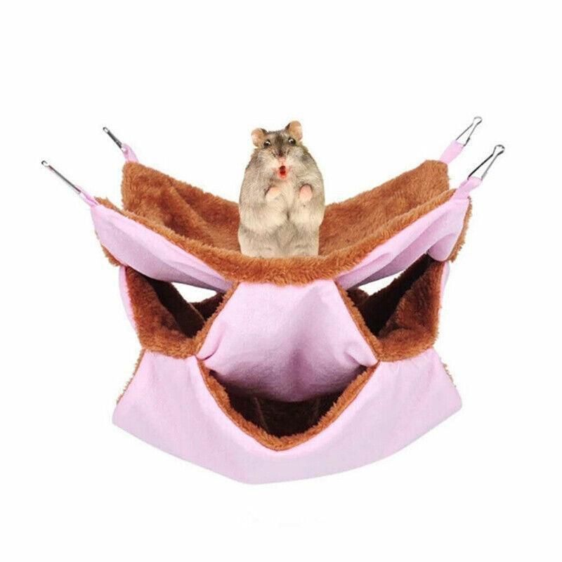 Hanging Hammock Nest Bed for Hamster Guinea Pig Ferret Rat Mice Cage Warmer Toy - Pink Rabbit