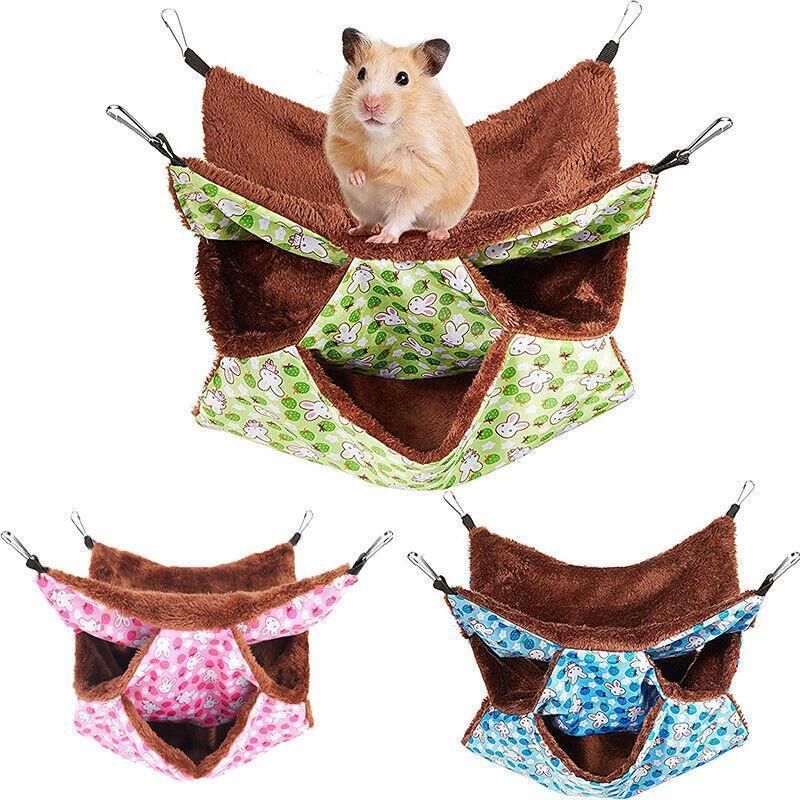 Hanging Hammock Nest Bed for Hamster Guinea Pig Ferret Rat Mice Cage Warmer Toy - Pink Rabbit