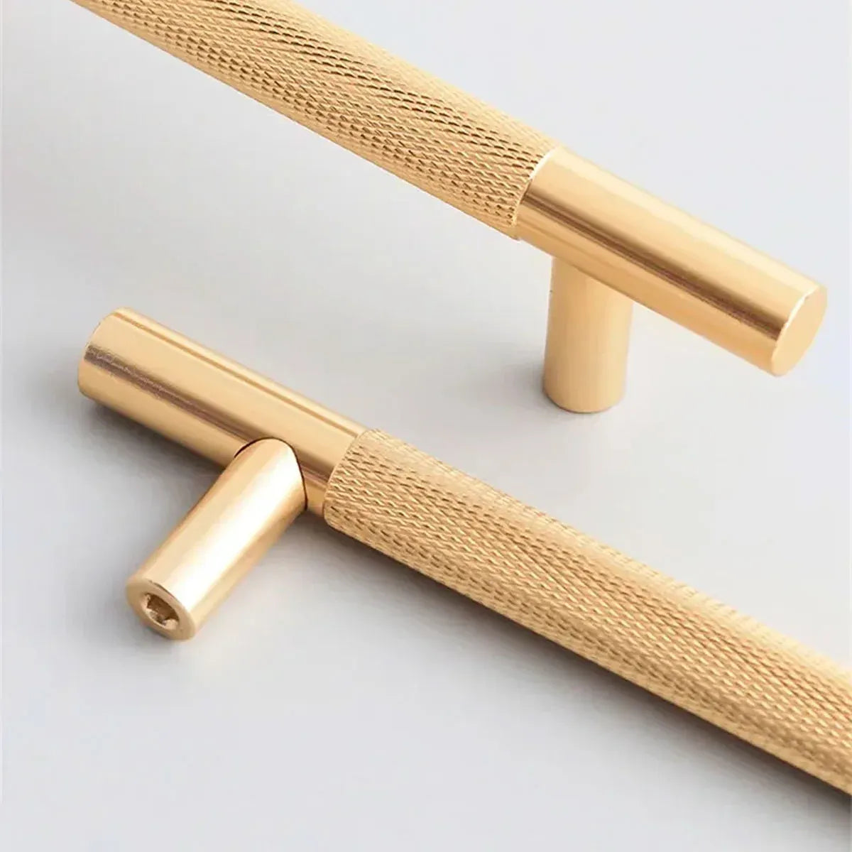 Light Luxury Cabinet Handle Full Copper Gold Straight Knurled Drawer Door Pull - 224mm