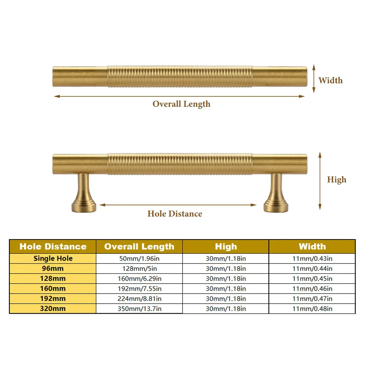 6 Sizes Gold Cabinet Door Handle Light Luxury Bronze Pull for Wardrobe Drawer - 320mm-Hole Distance