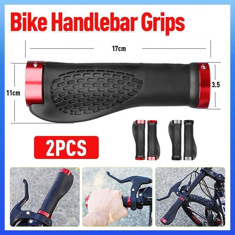 Cycling Lock-On Mtb Ergonomic  Mountain Bike  Rubber  Grips Bicycle Handlebar Au - Black