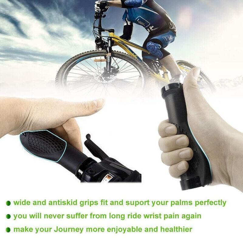 Cycling Lock-On Mtb Ergonomic  Mountain Bike  Rubber  Grips Bicycle Handlebar Au - Black