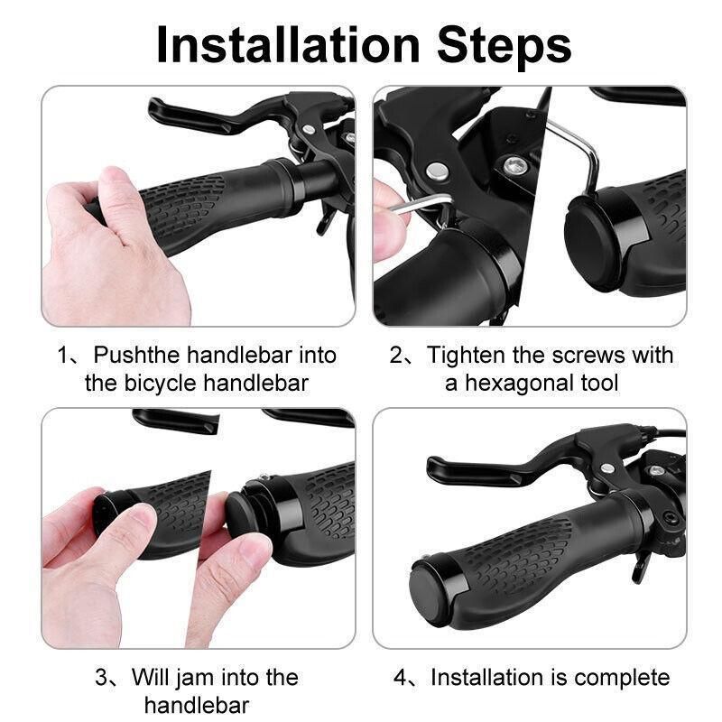 Cycling Lock-On Mtb Ergonomic  Mountain Bike  Rubber  Grips Bicycle Handlebar Au - Black