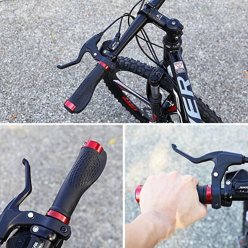 Cycling Lock-On Mtb Ergonomic  Mountain Bike  Rubber  Grips Bicycle Handlebar Au - Black