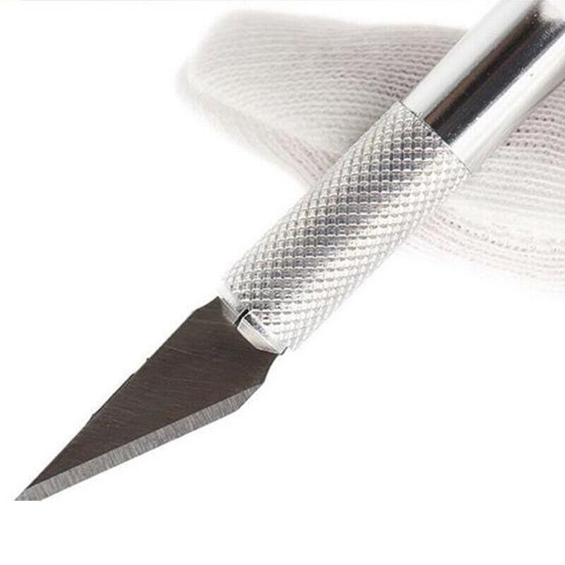 Craft Knife with 5 Blades Metal Handle Cutter Engraving Hobby Scalpel Tool - Blue