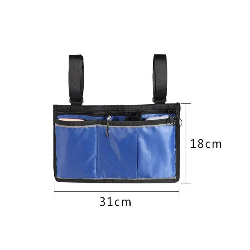 Waterproof Organizer Side Bag for Wheelchairs and Walkers - Black