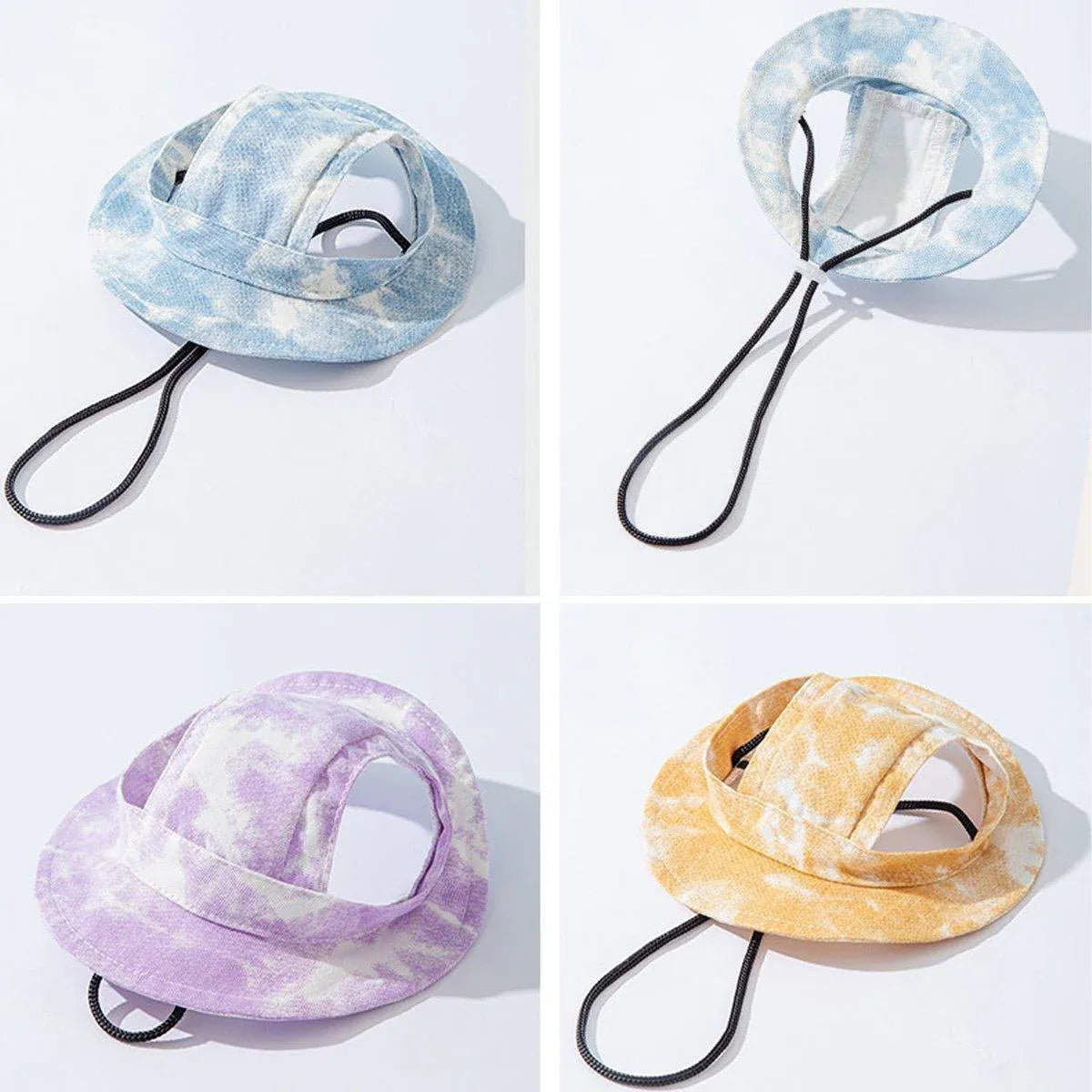 Adjustable Pet Hat with Cute Leaky Ears Sunscreen Fisherman Hat Four Seasons Use - Orange Red - S