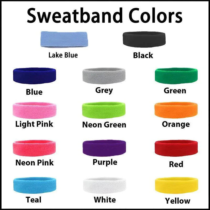 Wristbands Headband Sweatbands Sweat Band For Sport Tennis Badminton Yoga Cotton - Neon Green