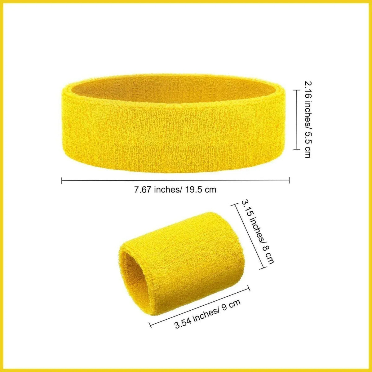 Wristbands Headband Sweatbands Sweat Band For Sport Tennis Badminton Yoga Cotton - Neon Green