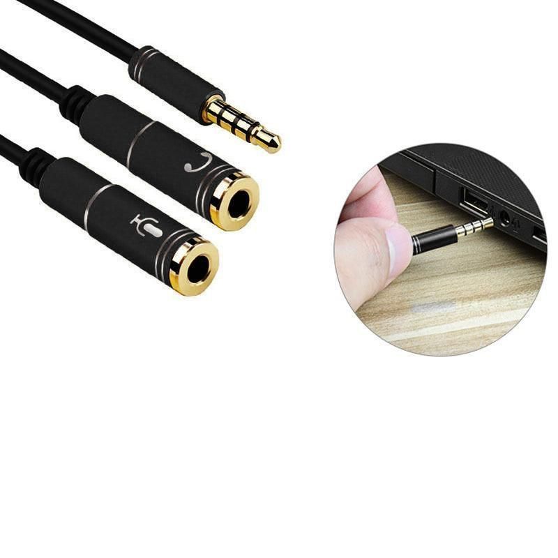 3.5mm AUX Cable Mic Audio Splitter Extension Headphone Adapter Male to Female - 2 Male to 1 Female Jack