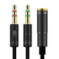3.5mm AUX Cable Mic Audio Splitter Extension Headphone Adapter Male to Female - 2 Male to 1 Female Jack