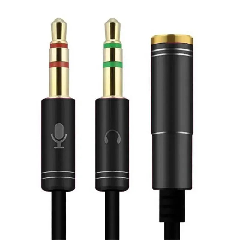 3.5mm AUX Cable Mic Audio Splitter Extension Headphone Adapter Male to Female - 2 Male to 1 Female Jack