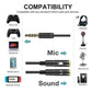 3.5mm AUX Cable Mic Audio Splitter Extension Headphone Adapter Male to Female - 2 Male to 1 Female Jack