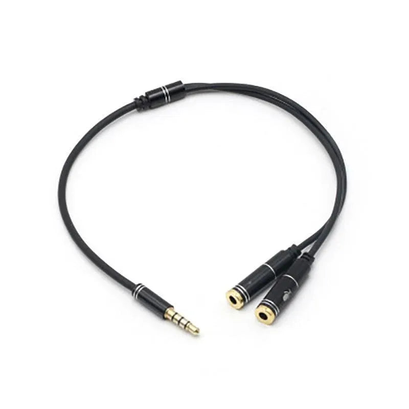 3.5mm AUX Cable Mic Audio Splitter Extension Headphone Adapter Male to Female - 2 Male to 1 Female Jack