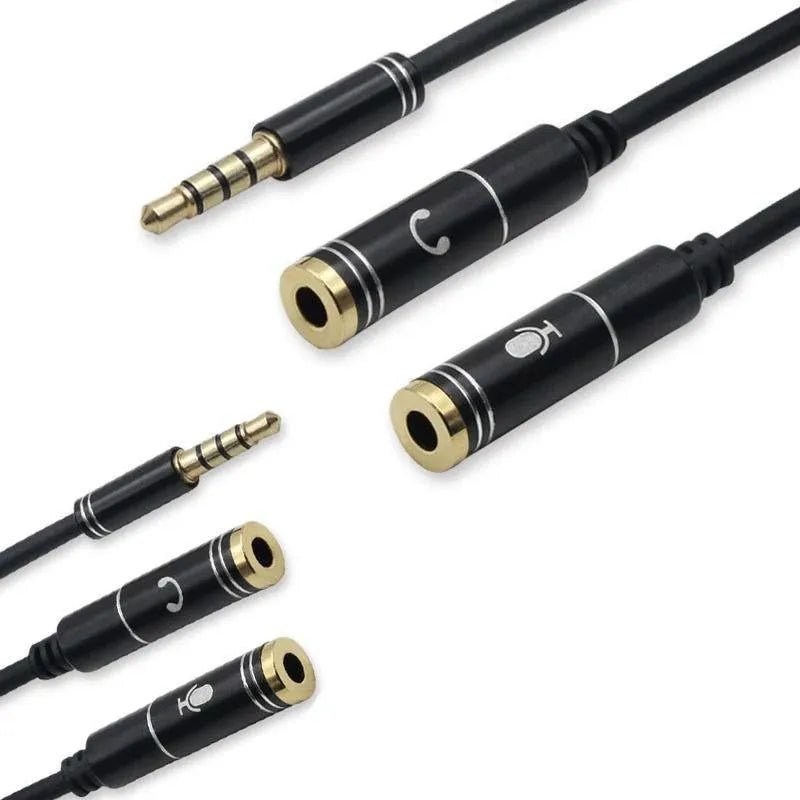 3.5mm AUX Cable Mic Audio Splitter Extension Headphone Adapter Male to Female - 2 Male to 1 Female Jack