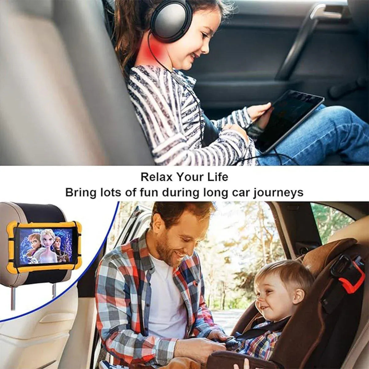 Rotating Car Headrest Tablet Holder Rear Seat Mount for iPad and Tablets
