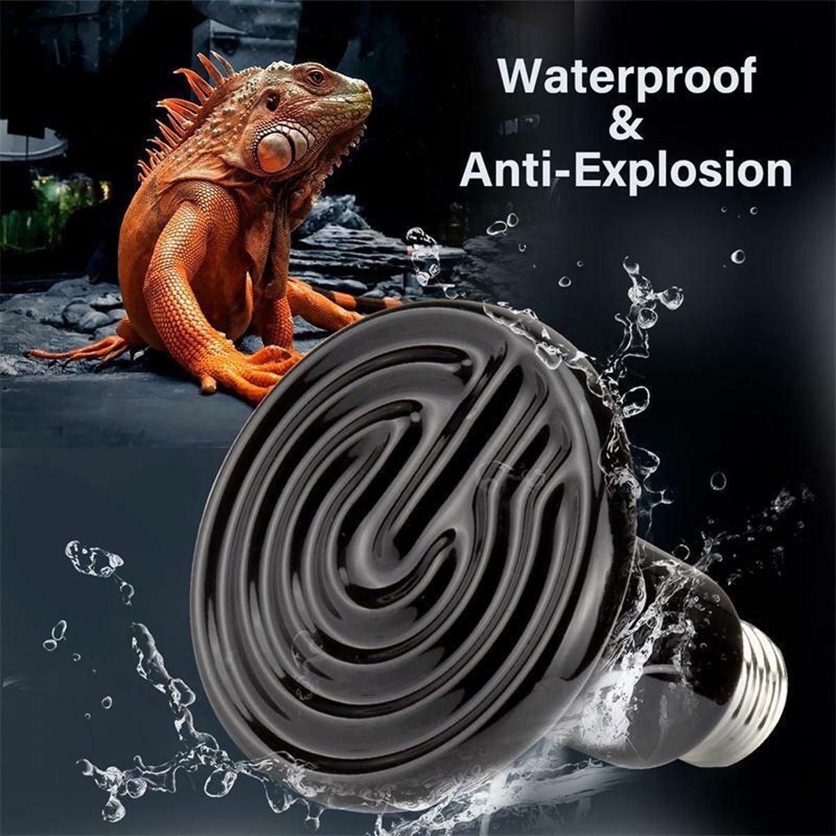 2X Ceramic Infrared Heat Lamp Bulbs for Reptiles and Terrariums - 50W-2PCS