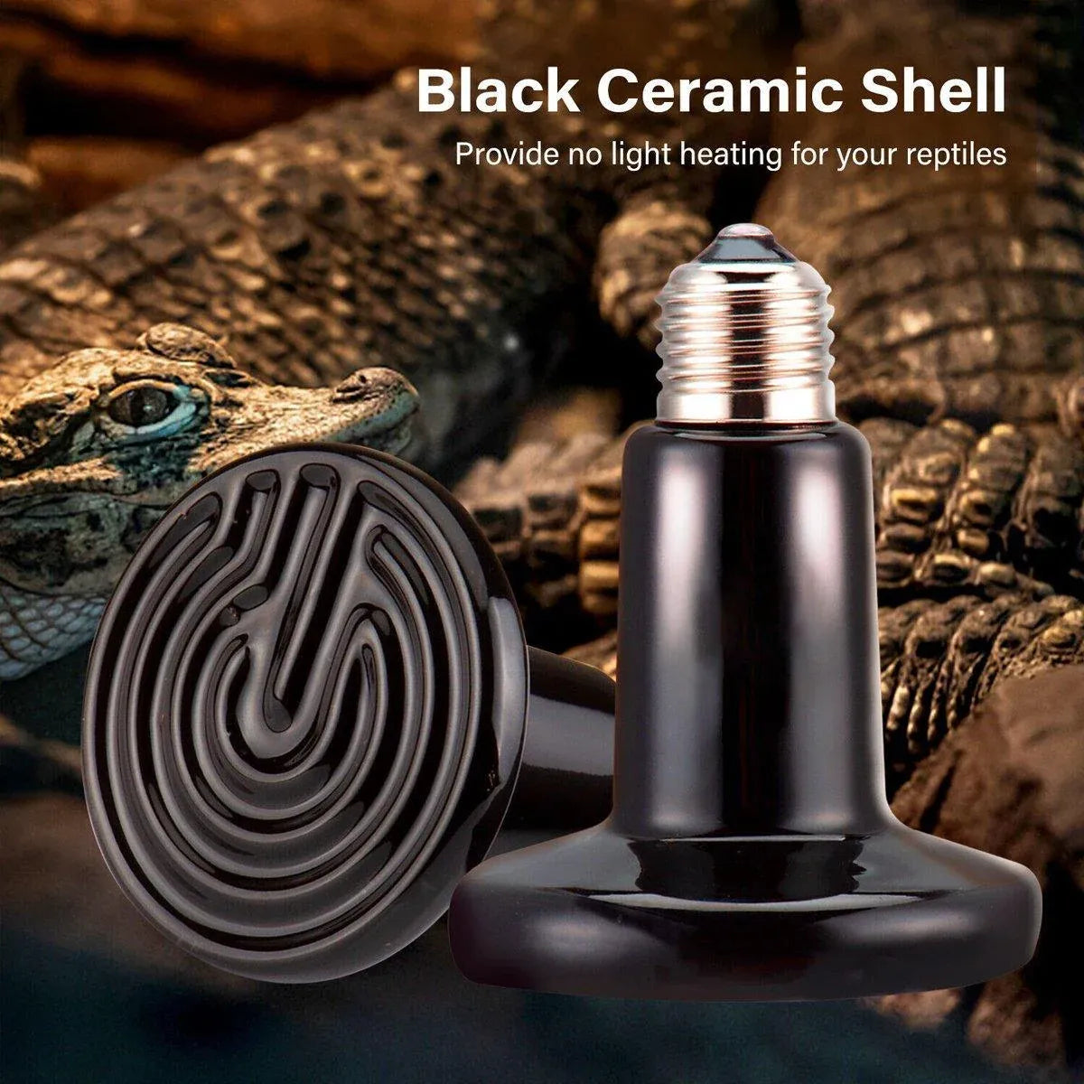 2X Ceramic Infrared Heat Lamp Bulbs for Reptiles and Terrariums - 50W-2PCS