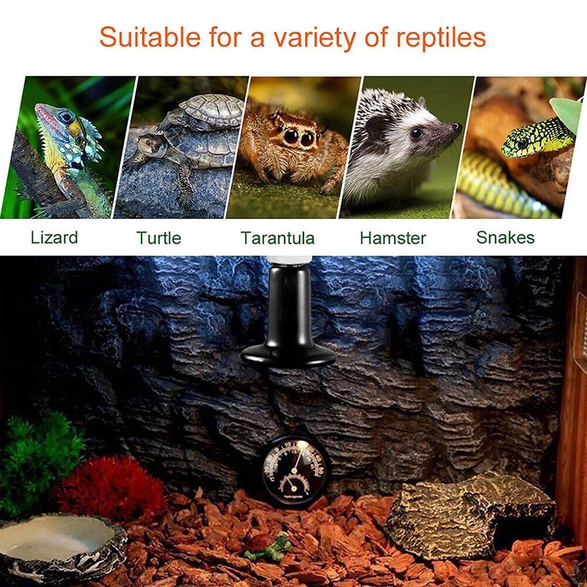 2X Ceramic Infrared Heat Lamp Bulbs for Reptiles and Terrariums - 50W-2PCS