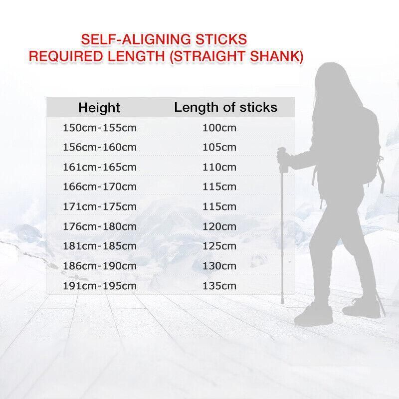 Folding Walking Stick Telescopic Adjustable Antishock Hiking Grip Pole Trekking - Red