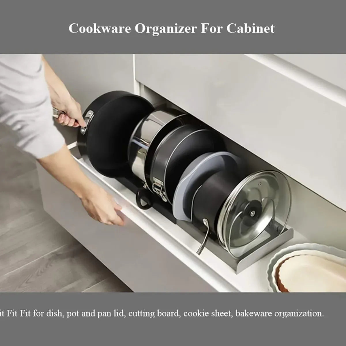 Telescopic Kitchen Storage Rack Table Top Pot Lid Holder Drawer Organizer Shelf