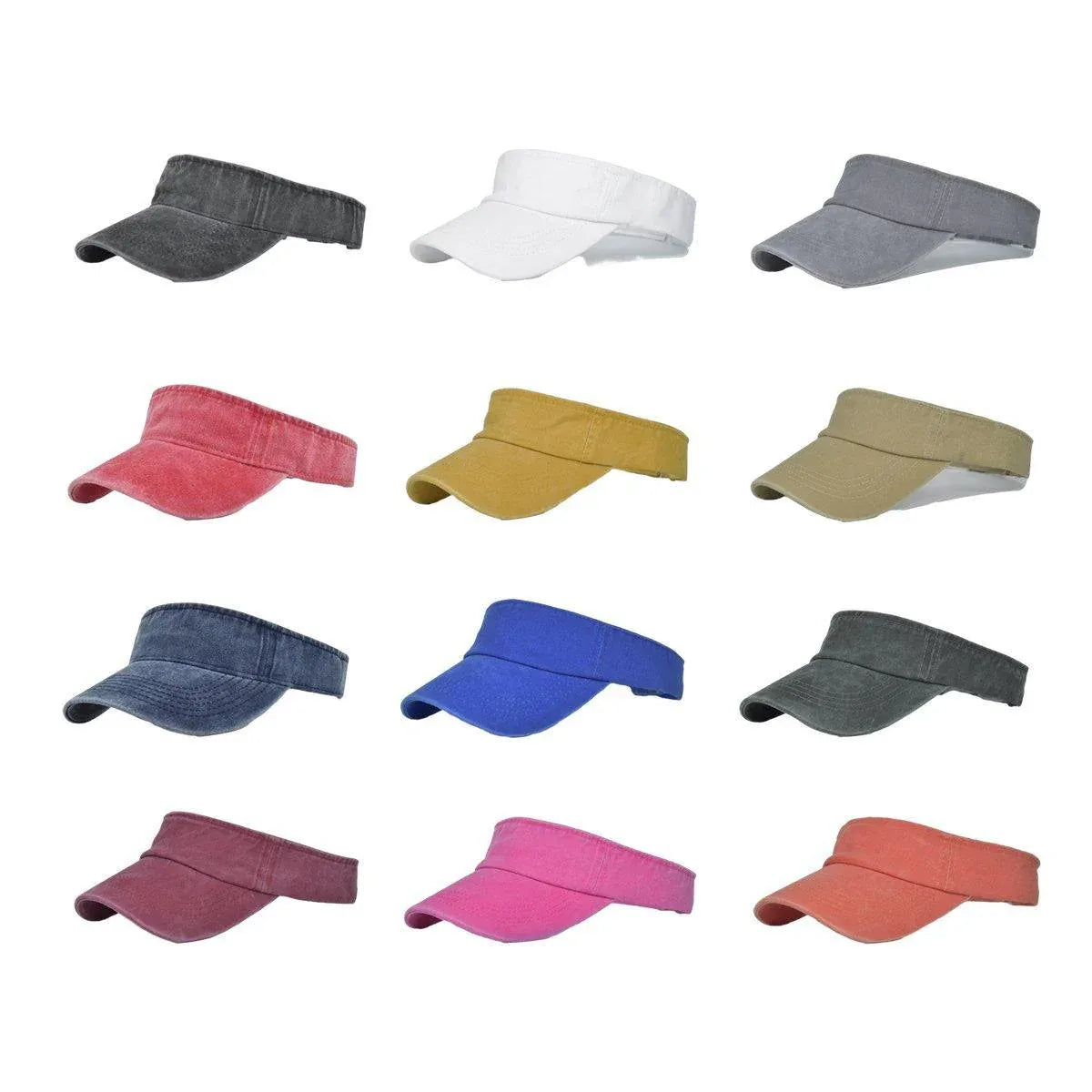 Unisex Summer Denim Sun Visor Cap Breathable Washed Running Hat - Khaki