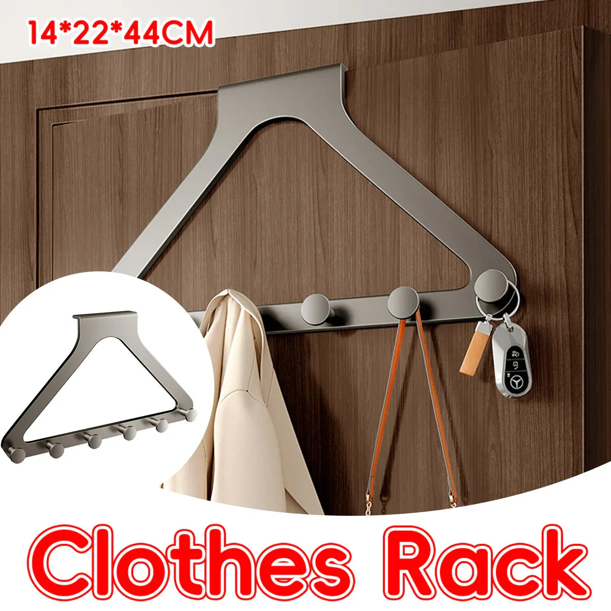 Door Hanger Hook Rack Over The Door Organiser with 6 Hooks for Coat Jacket Bag