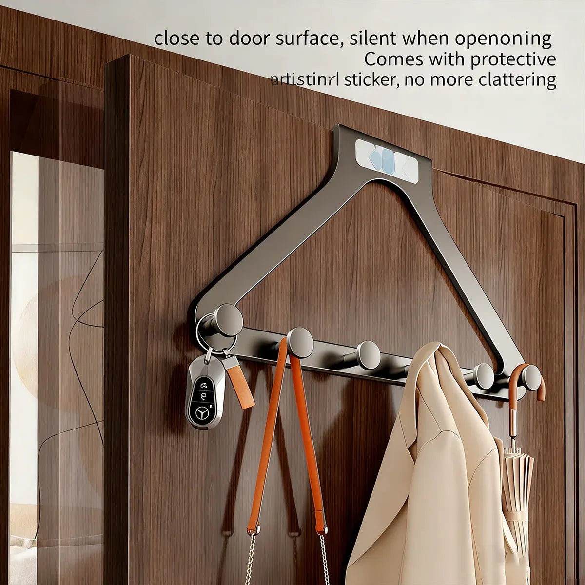 Door Hanger Hook Rack Over The Door Organiser with 6 Hooks for Coat Jacket Bag
