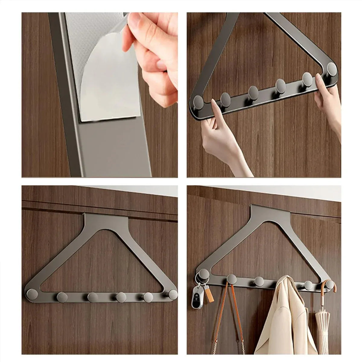 Door Hanger Hook Rack Over The Door Organiser with 6 Hooks for Coat Jacket Bag