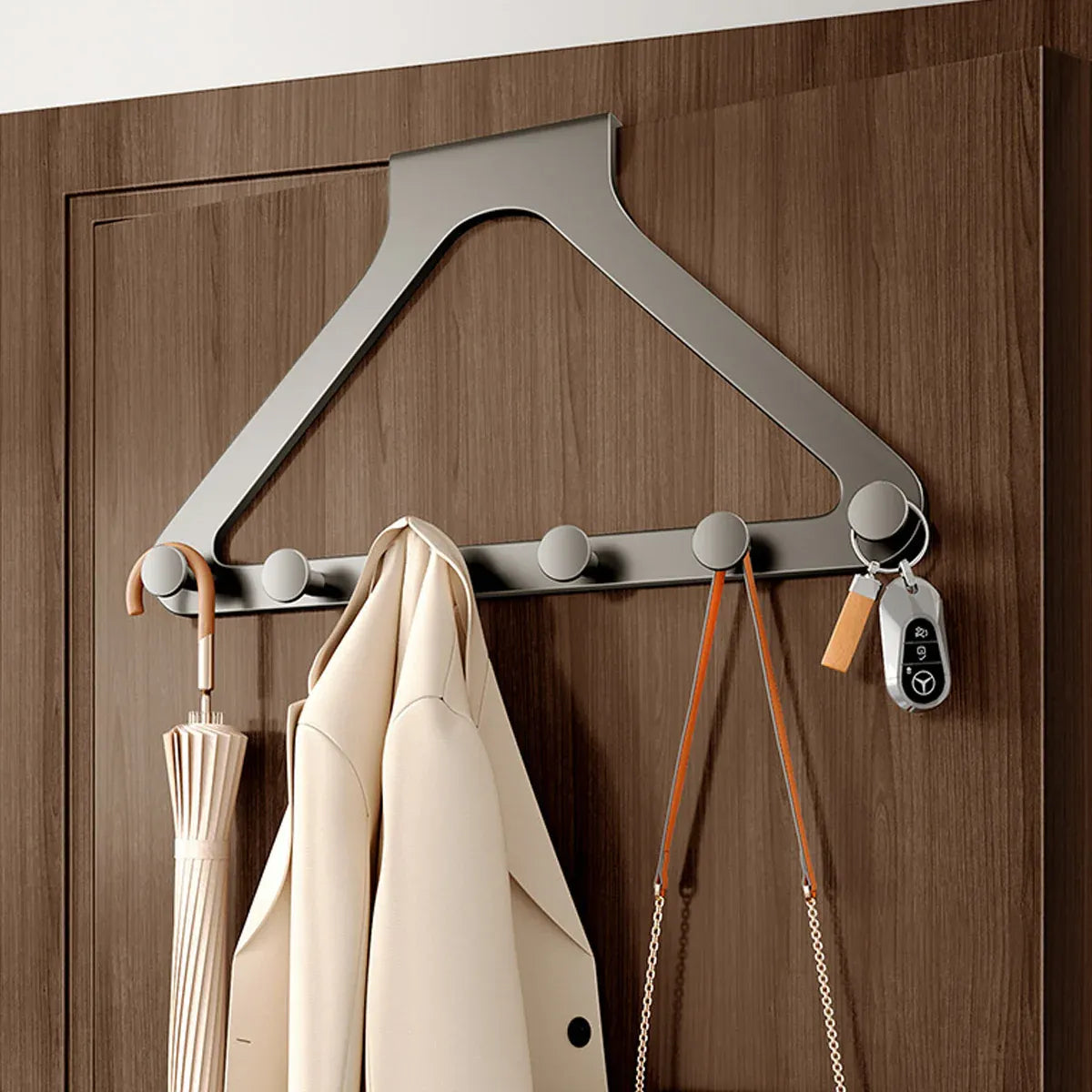 Door Hanger Hook Rack Over The Door Organiser with 6 Hooks for Coat Jacket Bag
