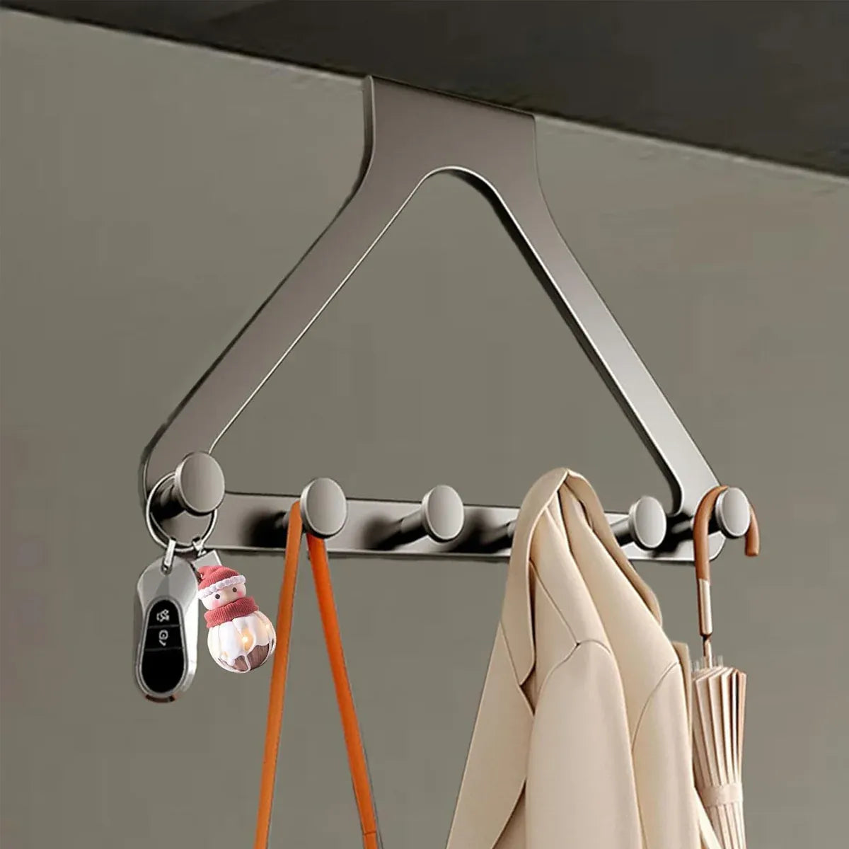 Door Hanger Hook Rack Over The Door Organiser with 6 Hooks for Coat Jacket Bag