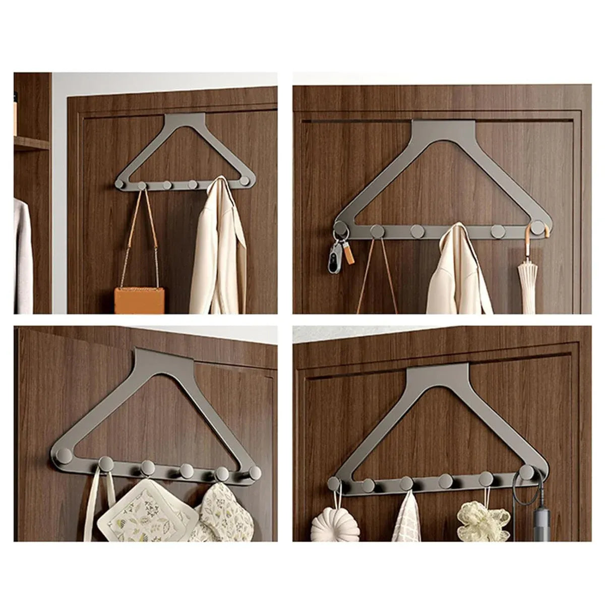 Door Hanger Hook Rack Over The Door Organiser with 6 Hooks for Coat Jacket Bag
