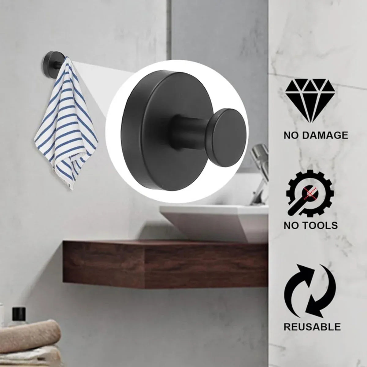 2/4PCS Suction Cup Hook Wall Vacuum Hanger No Drill Coat Hat Holder for Bathroom - White-4pcs