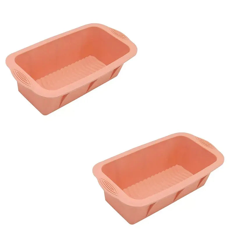 2pcs Large Capacity Ice Cube Tray Mold Rectangle Silicone Ice Grid Maker Kitchen - Orange
